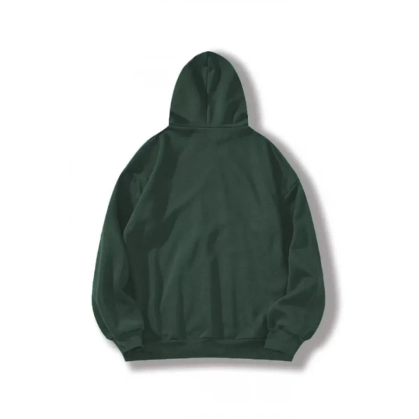 Biçomi Erkek Düz Kapüşonlu Sweat - Koyu Yeşil