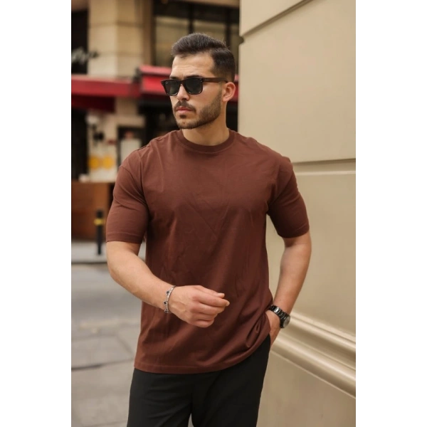 Biçomi Erkek Kolları Dar Kesim Rahat Kalıp Basic Tişört