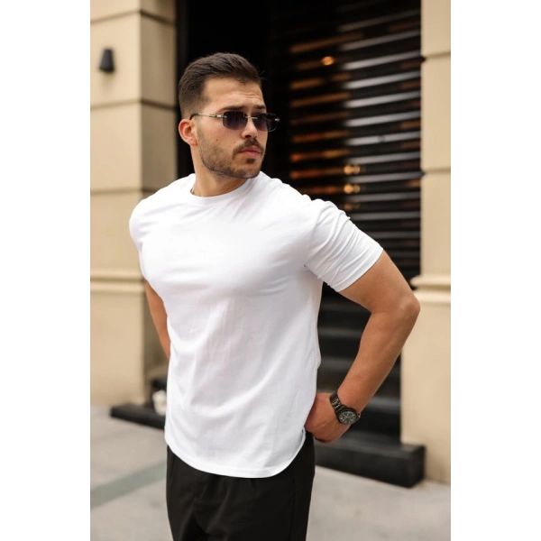 Biçomi Erkek Kolları Dar Kesim Rahat Kalıp Basic Tişört