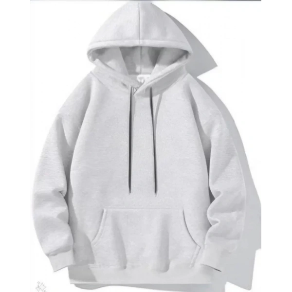 Biçomi Erkek Uzun Kol Kapşonlu Basic Sweatshirt Hoodie - Gri