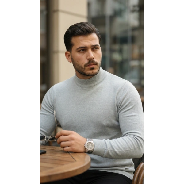 Biçomi Erkek Yarım Balıkçı Yaka Pamuklu Triko