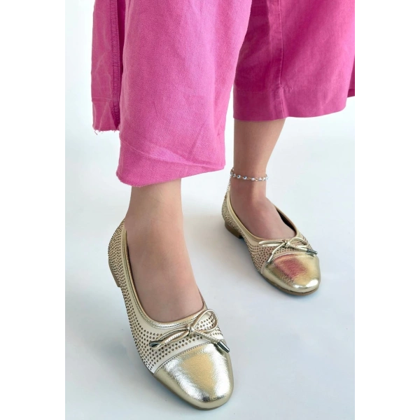 BİÇOMİ Etya Gold Cilt Babet Ayakkabı