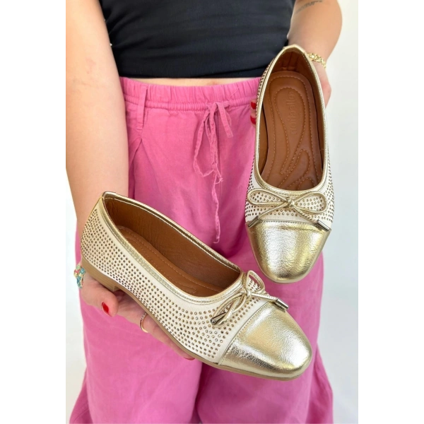BİÇOMİ Etya Gold Cilt Babet Ayakkabı
