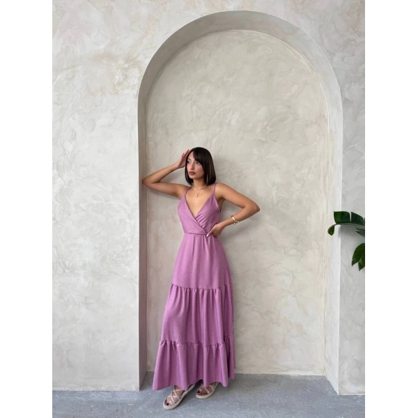 BİÇOMİ Fırfırlı katlı elbise s255049