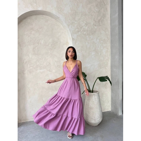 BİÇOMİ Fırfırlı katlı elbise s255049