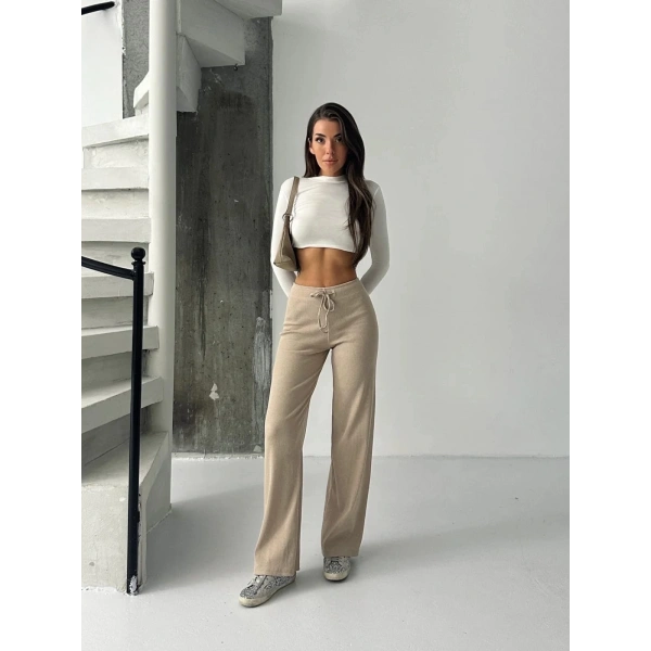 BİÇOMİ Fit comfort bej salaş pantolon A6011