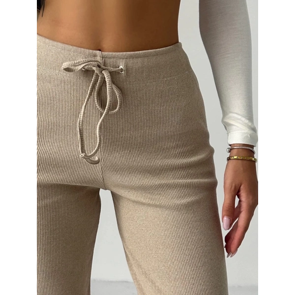 BİÇOMİ Fit comfort bej salaş pantolon A6011