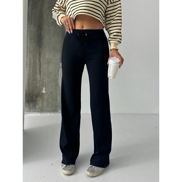 BİÇOMİ Fit comfort siyah salaş pantolon A6011