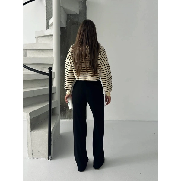 BİÇOMİ Fit comfort siyah salaş pantolon A6011