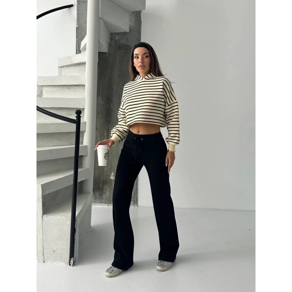 BİÇOMİ Fit comfort siyah salaş pantolon A6011