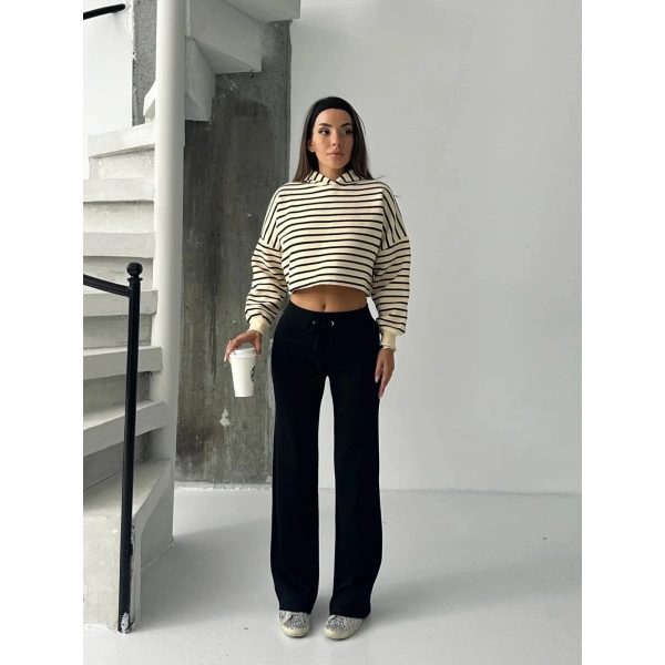 BİÇOMİ Fit comfort siyah salaş pantolon A6011