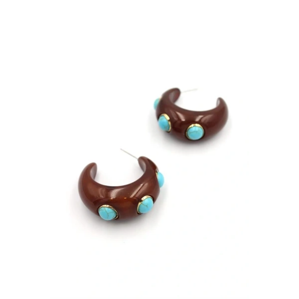 biçomi Halka Küpe - Kahverengi