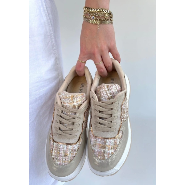 BİÇOMİ Hawer Bej Cilt Bağcıklı Spor Ayakkabı