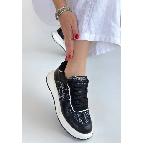 BİÇOMİ Hawer Siyah Cilt Bağcıklı Spor Ayakkabı