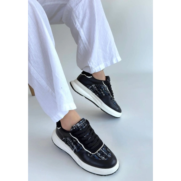 BİÇOMİ Hawer Siyah Cilt Bağcıklı Spor Ayakkabı