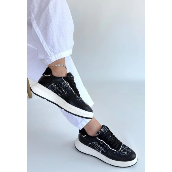 BİÇOMİ Hawer Siyah Cilt Bağcıklı Spor Ayakkabı