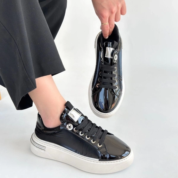 BİÇOMİ Hley Siyah Rugan Paraşüt Detaylı Bağcıklı Spor Ayakkabı