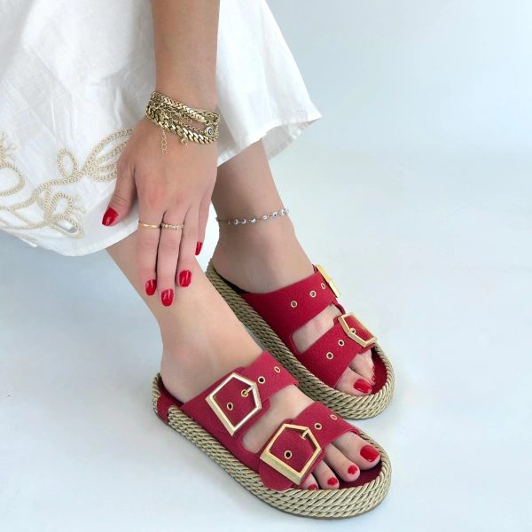 BİÇOMİ İces Kırmızı Nubuk Terlik