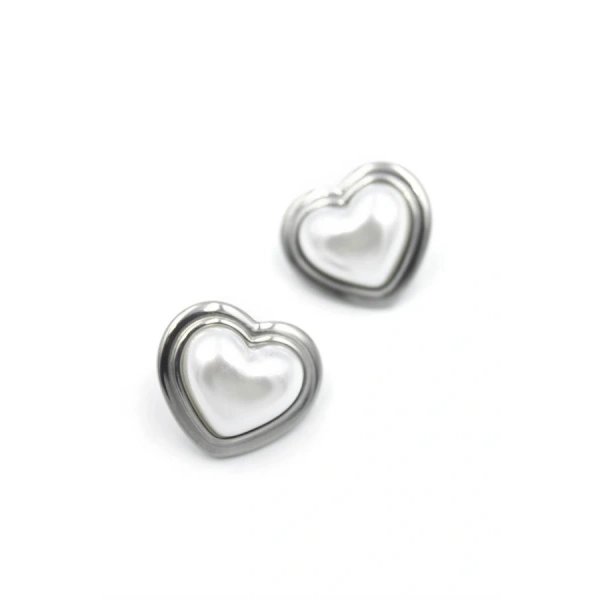 biçomi İnci Kalp Küpe - Gümüş