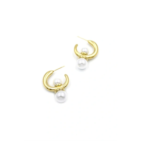 biçomi İncili Halka Küpe - Altın