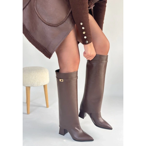 BİÇOMİ Jike Kahverengi Cilt Tak Çıkar Çizme