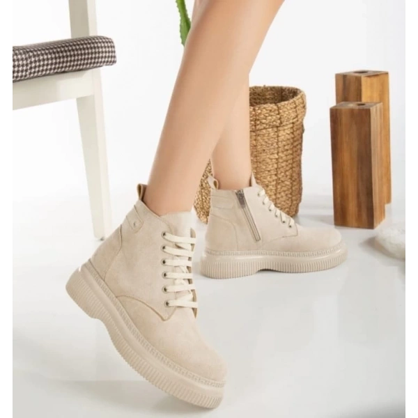 BİÇOMİ Jiwa Bej Süet Bağcıklı Bot