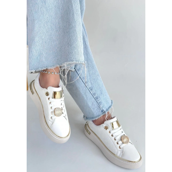 BİÇOMİ Jlar Beyaz Cilt Bağcıklı Spor Ayakkabı