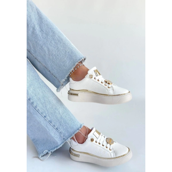 BİÇOMİ Jlar Beyaz Cilt Bağcıklı Spor Ayakkabı