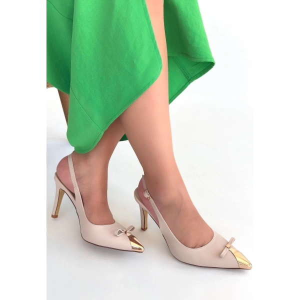 BİÇOMİ Joye Bej Cilt Topuklu Ayakkabı