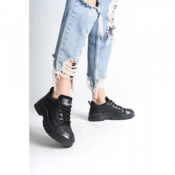 BİÇOMİ Jule Siyah Cilt Bağcıklı Spor Ayakkabı