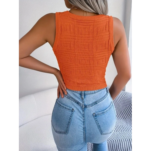Biçomi Kadın Askılı Bisiklet Yaka Güpüs Dekolteli Triko Crop Bluz