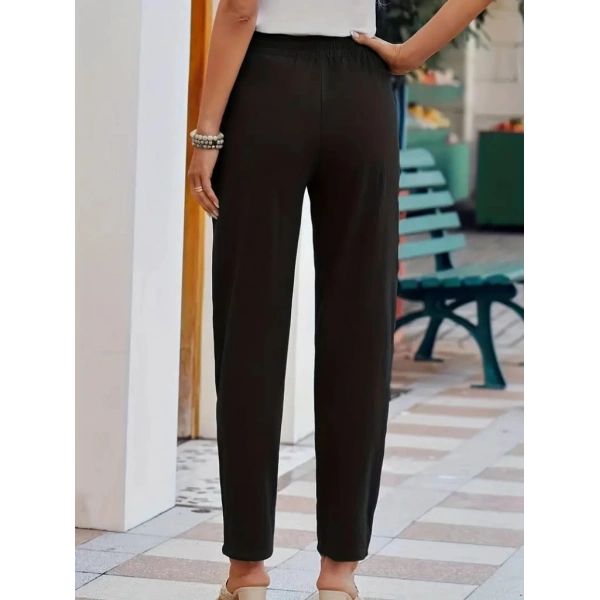 Biçomi Kadın Beli Lastikli Keten Pantolon