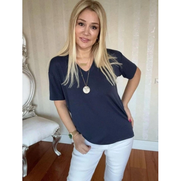 Biçomi Kadın Kısa Kollu V Yaka Bluz