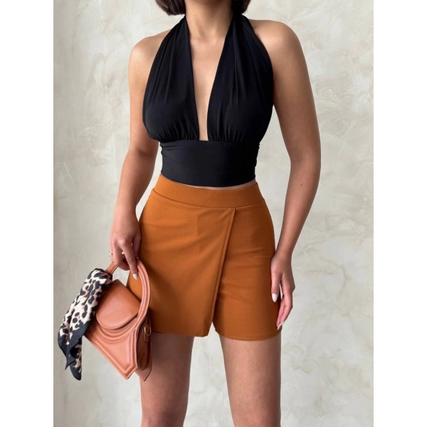 BİÇOMİ Kapaklı şort etek camel s208