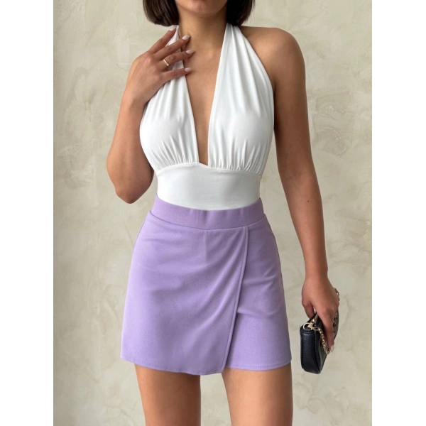 BİÇOMİ Kapaklı şort etek lila s208