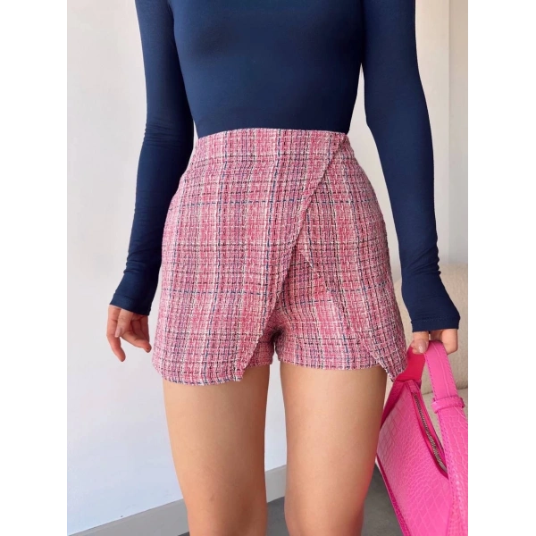 BİÇOMİ Kapaklı tüvit şort etek kırmızı