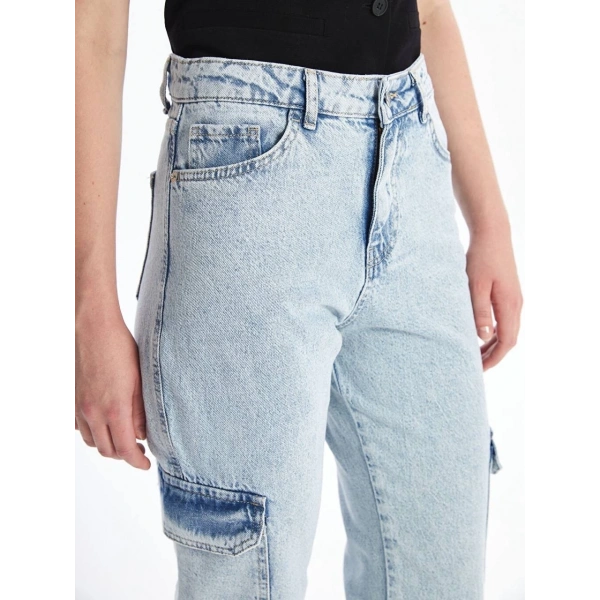 BİÇOMİ Kargo cep kar yıkama jeans pantolon