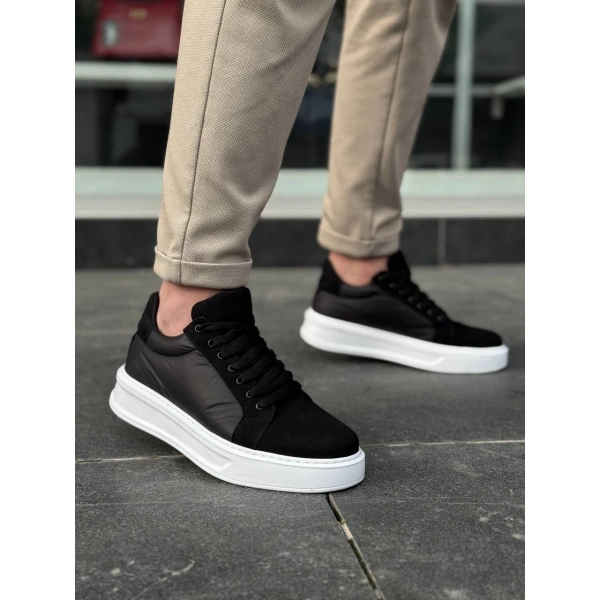 BİÇOMİ KB-046 Kuback Siyah Paraşüt Beyaz Yüksek Taban Günlük Spor Ayakkabı