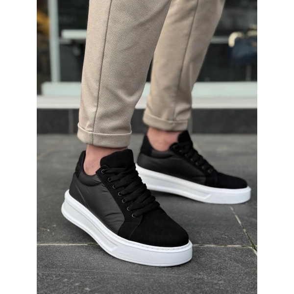 BİÇOMİ KB-046 Kuback Siyah Paraşüt Beyaz Yüksek Taban Günlük Spor Ayakkabı