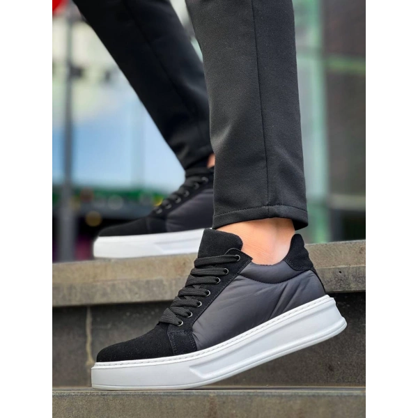 BİÇOMİ KB-046 Kuback Siyah Paraşüt Beyaz Yüksek Taban Günlük Spor Ayakkabı