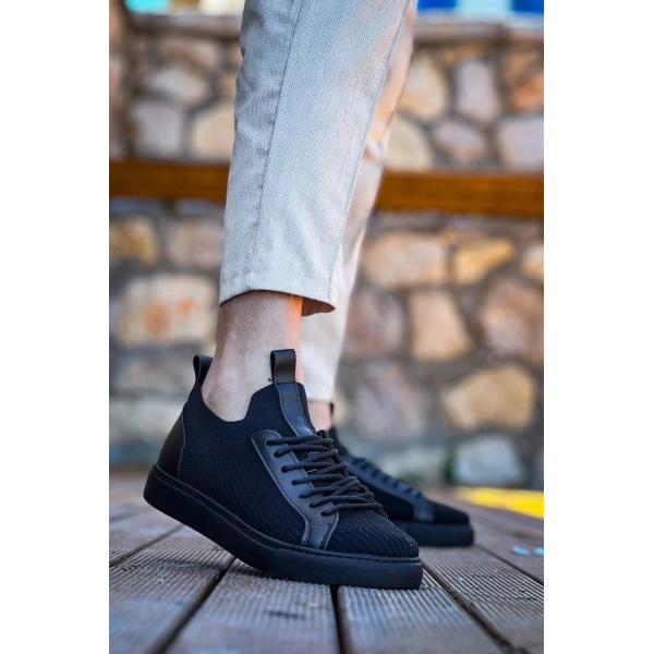 BİÇOMİ KB-112  Kuback Siyah Siyah TabanTriko Bağcıklı  Günlük Erkek  Ayakkabı