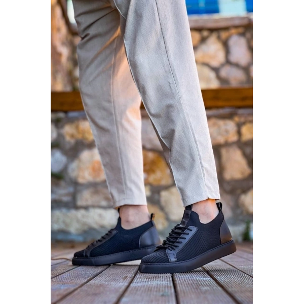 BİÇOMİ KB-112  Kuback Siyah Siyah TabanTriko Bağcıklı  Günlük Erkek  Ayakkabı