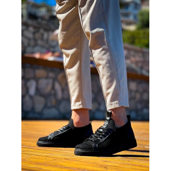 BİÇOMİ KB-112  Kuback Siyah Siyah TabanTriko Bağcıklı  Günlük Erkek  Ayakkabı