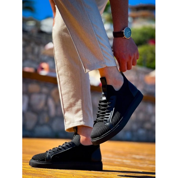 BİÇOMİ KB-112  Kuback Siyah Siyah TabanTriko Bağcıklı  Günlük Erkek  Ayakkabı