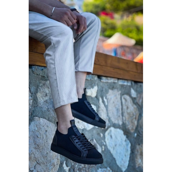 BİÇOMİ KB-112  Kuback Siyah Siyah TabanTriko Bağcıklı  Günlük Erkek  Ayakkabı