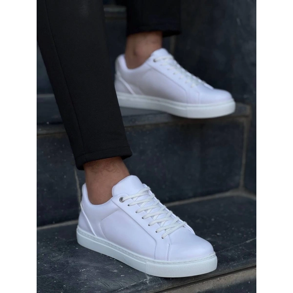 BİÇOMİ KB-BX1  Kuback Beyaz Cilt Yüksek Beyaz Taban Günlük Erkek Ayakkabı