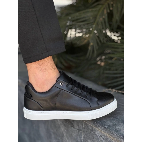 BİÇOMİ KB-BX1  Kuback Siyah Cilt Yüksek Beyaz Taban Günlük Erkek Ayakkabı