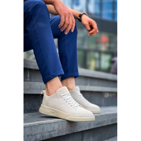 BİÇOMİ KB-X204 Kuback Bej Keten Bej Yüksek Taban Günlük Erkek Spor Ayakkabı