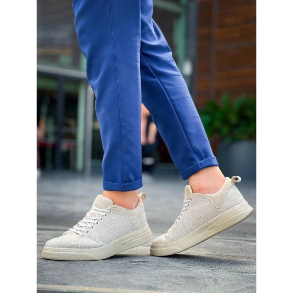 BİÇOMİ KB-X204 Kuback Bej Keten Bej Yüksek Taban Günlük Erkek Spor Ayakkabı