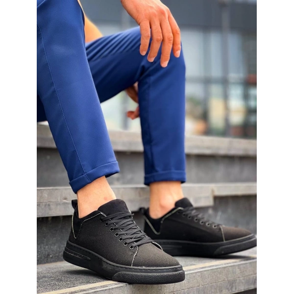 BİÇOMİ KB-X204 Kuback Siyah Keten Siyah Yüksek Taban Günlük Erkek Spor Ayakkabı
